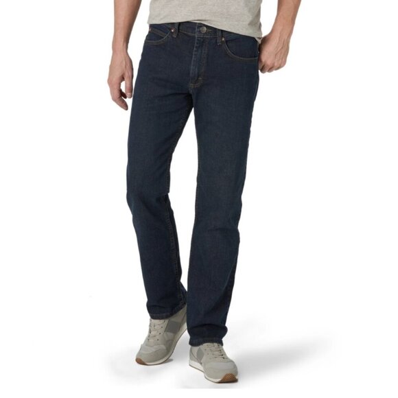Lee Mens Regular Straight Fit Dark Wash Jeans 36x29 Mcclane Denim Classic Style - Picture 1 of 11